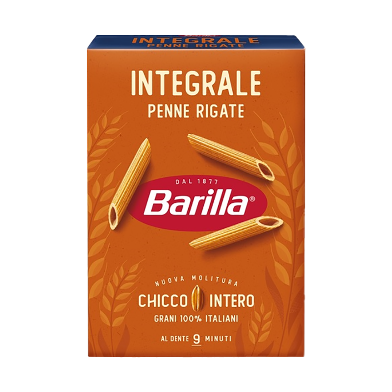 barilla8-PENNE-RIGATE-Whole-Wheat پاستا با گندم کامل ارگانیک پنه ریگاته باریلا قهوه ای ایتالیا - تصویر 1