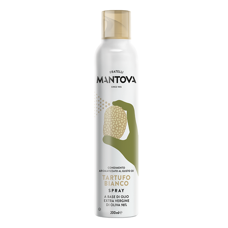 mantova9-White-Truffle-Flavored-Extra-Virgin-Olive-Oil-Spray روغن زیتون خالص فرابکر طعم ترافل سفید مانتووا ایتالیا اسپری 200 سی سی - تصویر 1